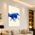 Artronauts Glass Print Blue Horses in Motion Glass Wall Art