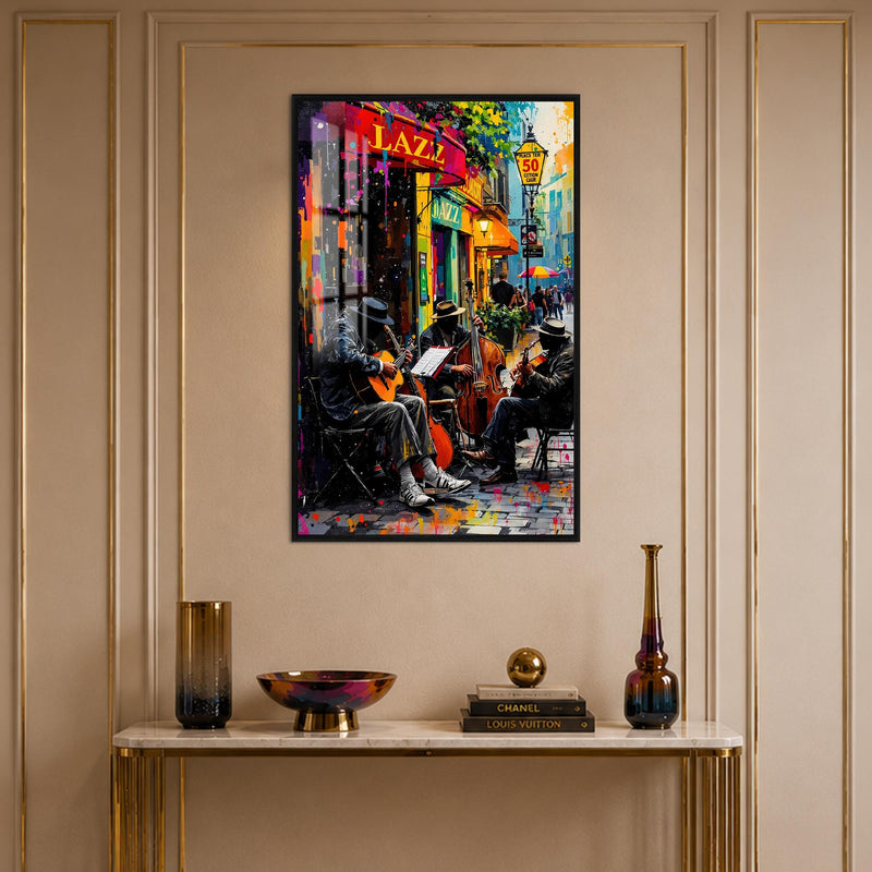 Jazz Street Corner with black frame