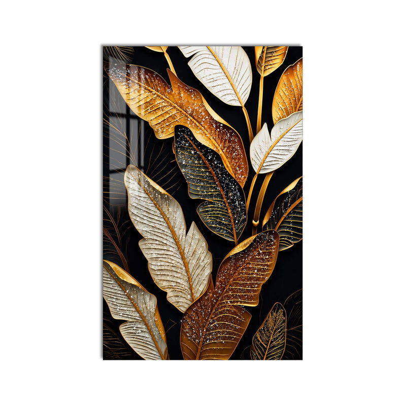 Artronauts Glass Print Gilded Tropical Leaves Glass Wall Art