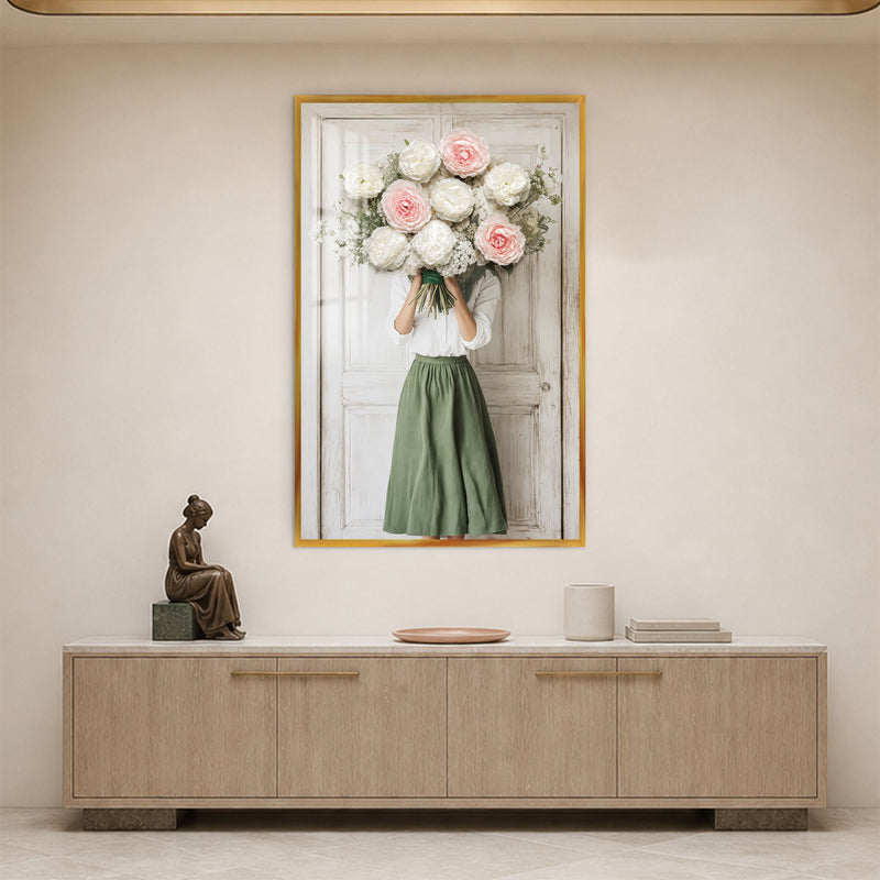 Hidden By Peonies with gold frame