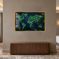 Peacock World Map with gold frame