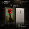 Crimson Calla Muse — tempered glass, ultra HD print, ready to hang