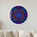 Neon Cyber Mandala with white frame