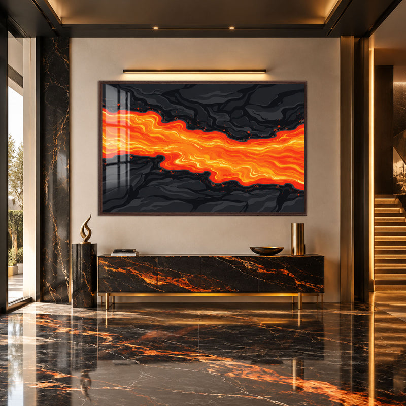 Molten Ember Flow with walnut frame