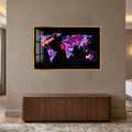 Chromatic World Map with gold frame