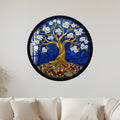 Blossoming Gold Tree On Royal Blue with black frame