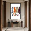 Four Curious Cats with black frame