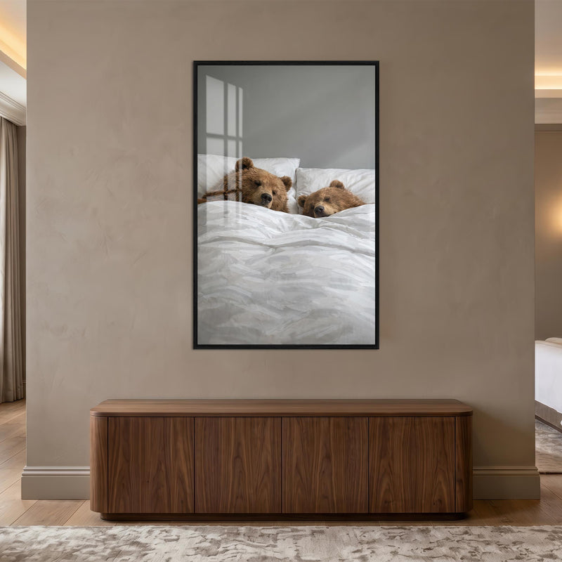 Sleepy Bear Pair with black frame