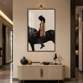 Midnight Equestrian with walnut frame