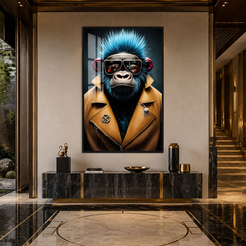 Artronauts Glass Print 12x18 cm | 4.7"x7.1" / Black Cyber Gorilla Glass Wall Art