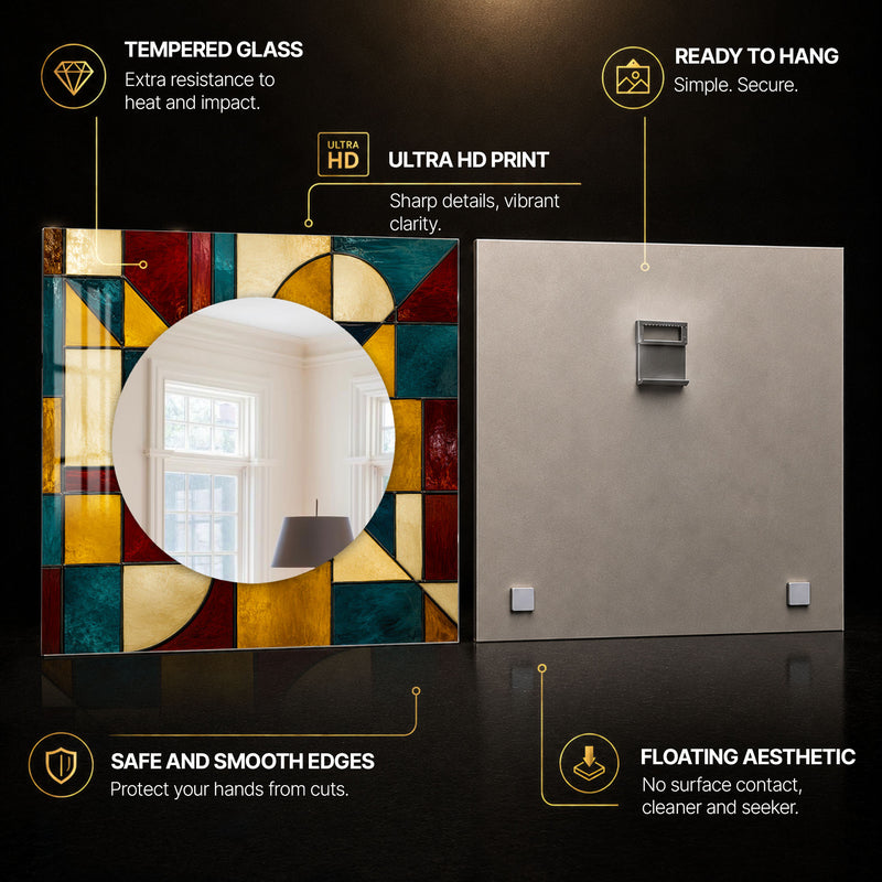 Jewel Mosaic — tempered glass, ultra HD print, ready to hang