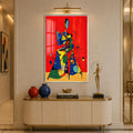Crimson Abstract Muse with silver frame