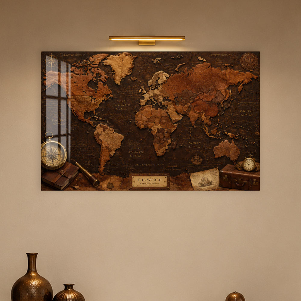 Vintage Explorer World Map lifestyle view