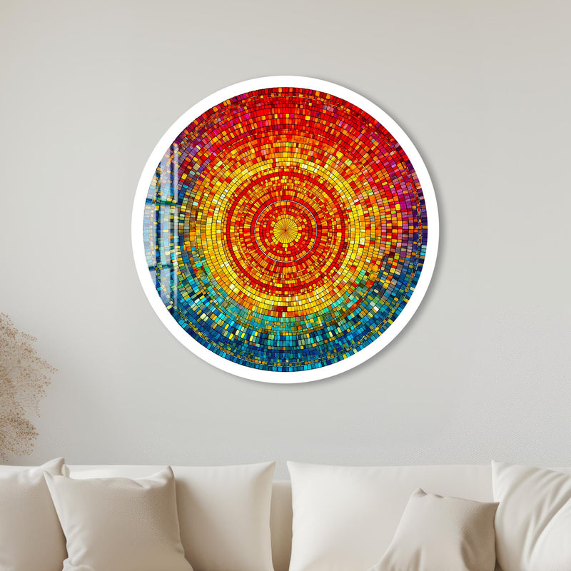 Radiant Mosaic Sunburst with white frame