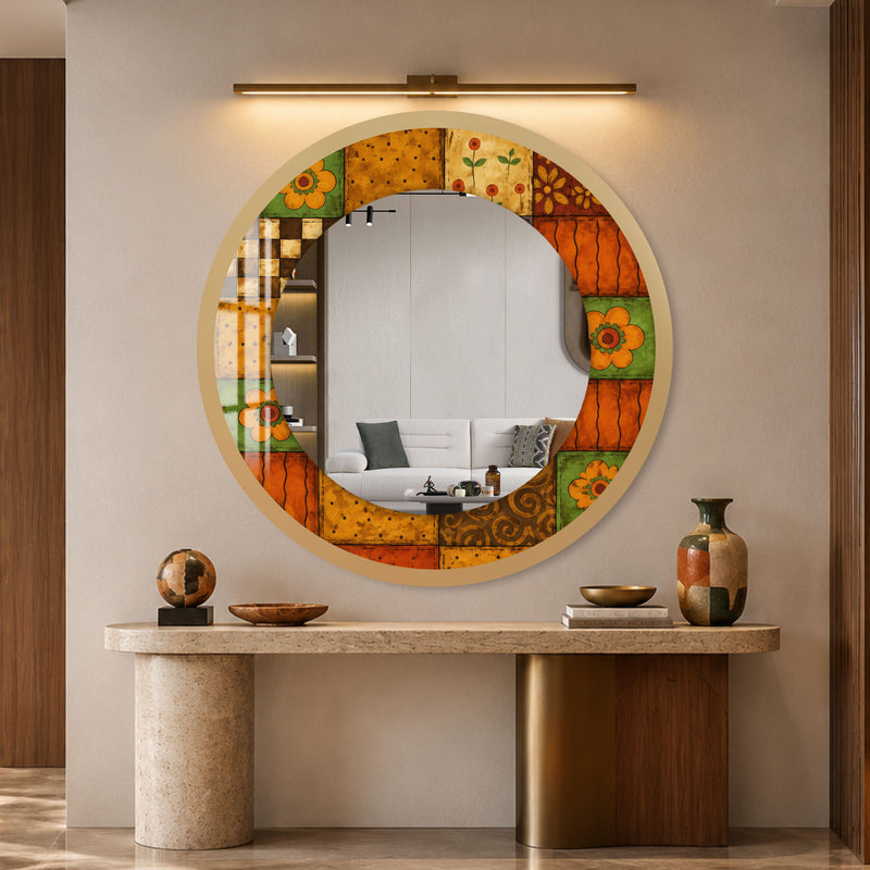 Rustic Floral Patchwork with gold frame