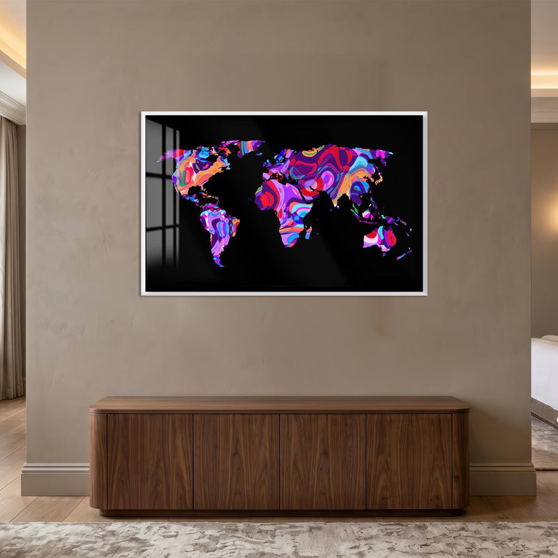 Chromatic World Map with white frame