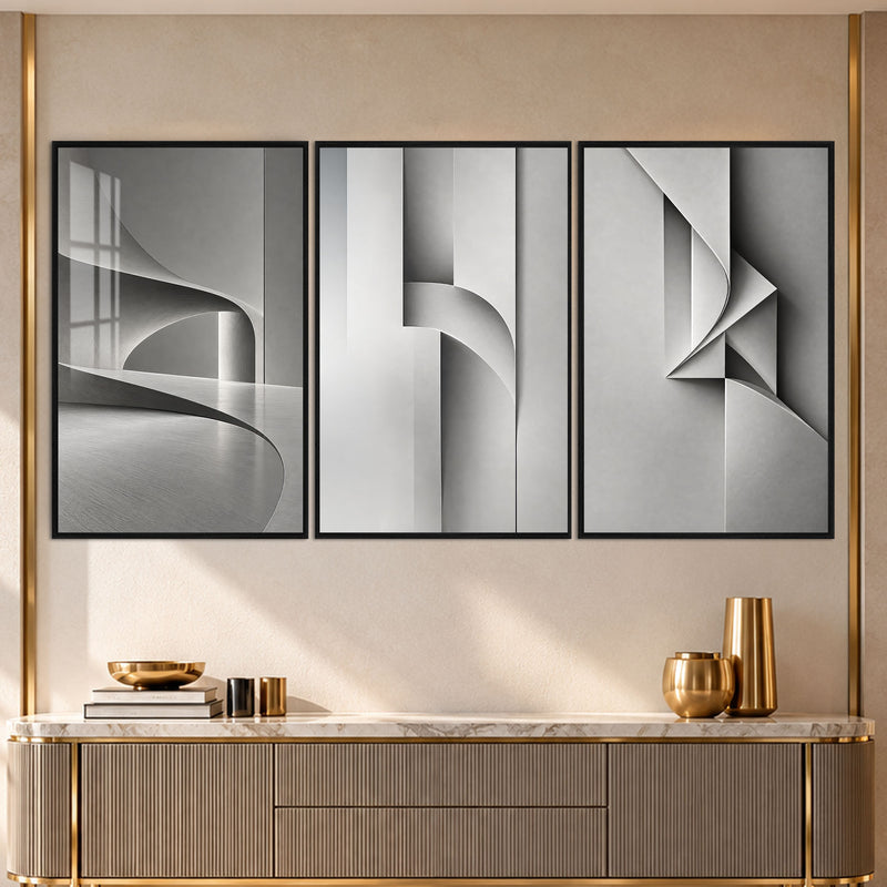 Sculptural Gray with black frame