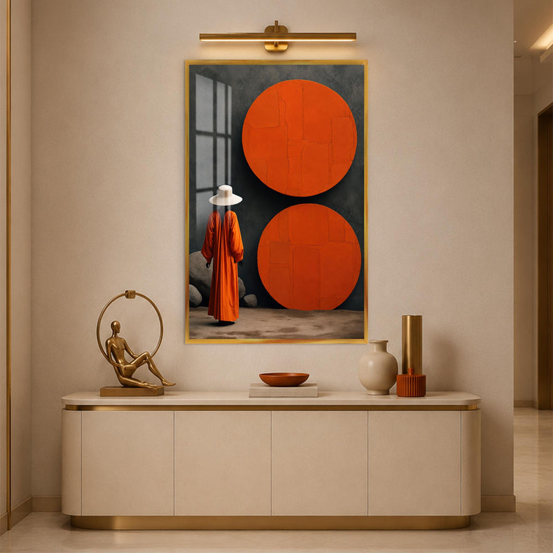 Crimson Circle Muse with gold frame