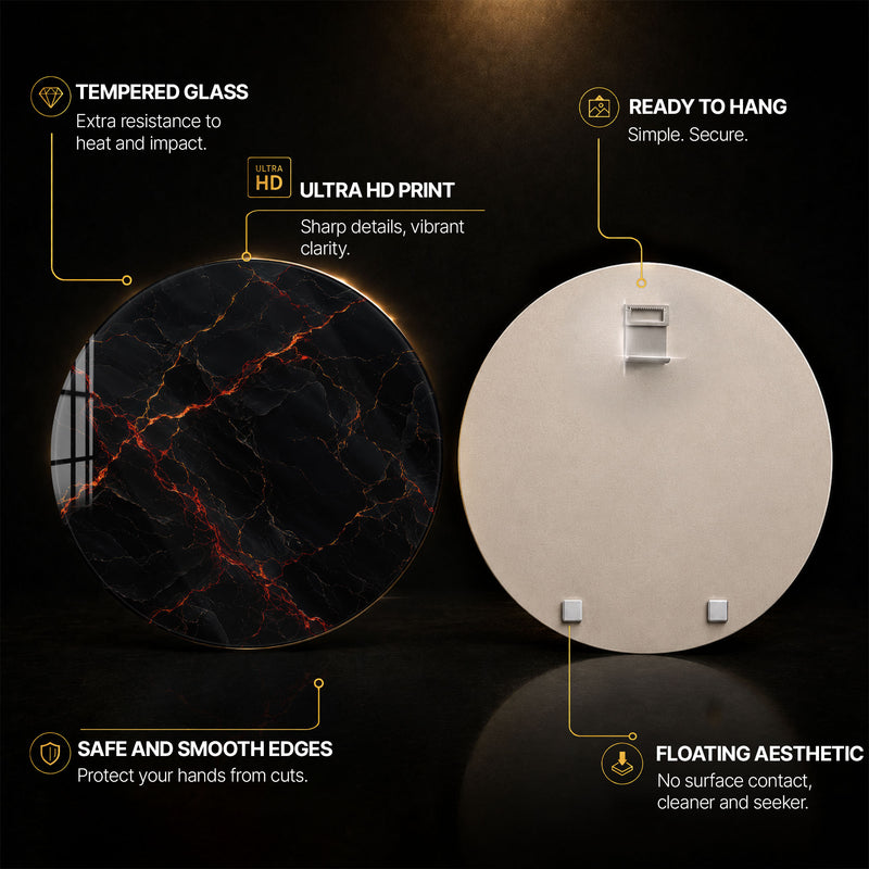 Ember Vein Marble — tempered glass, ultra HD print, ready to hang