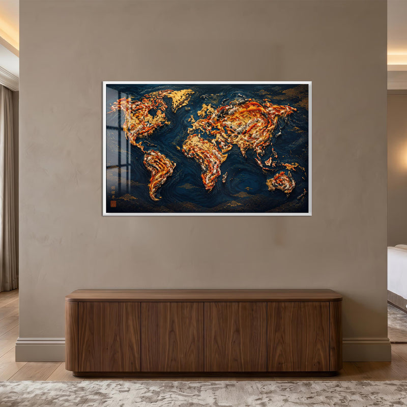 Koi World Map with white frame
