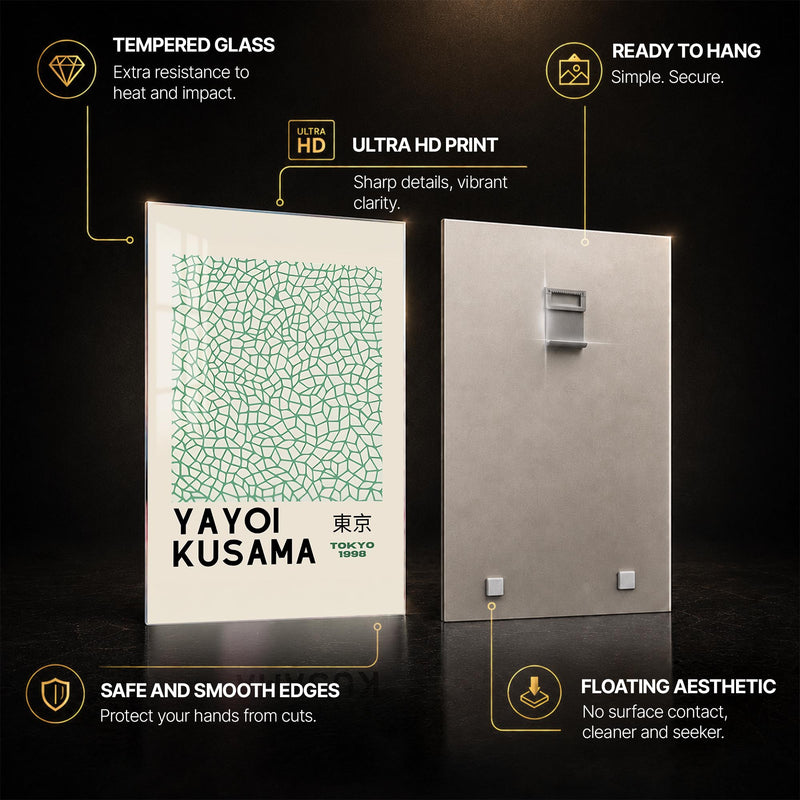 Tokyo Mosaic Lines — tempered glass, ultra HD print, ready to hang