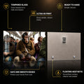 Chimpanzee Train Commuter — tempered glass, ultra HD print, ready to hang