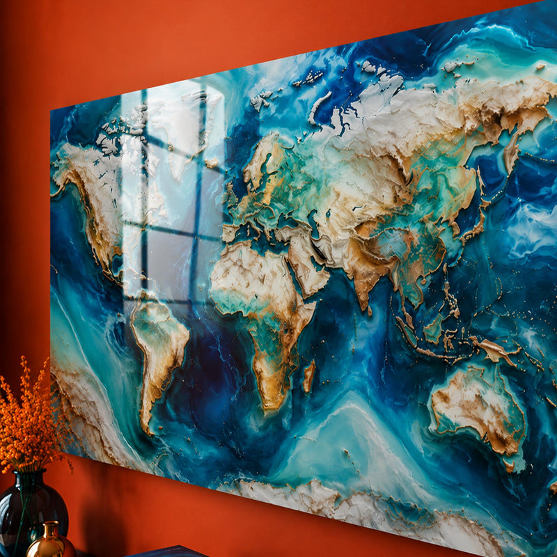 Azure Marble World Map lifestyle view