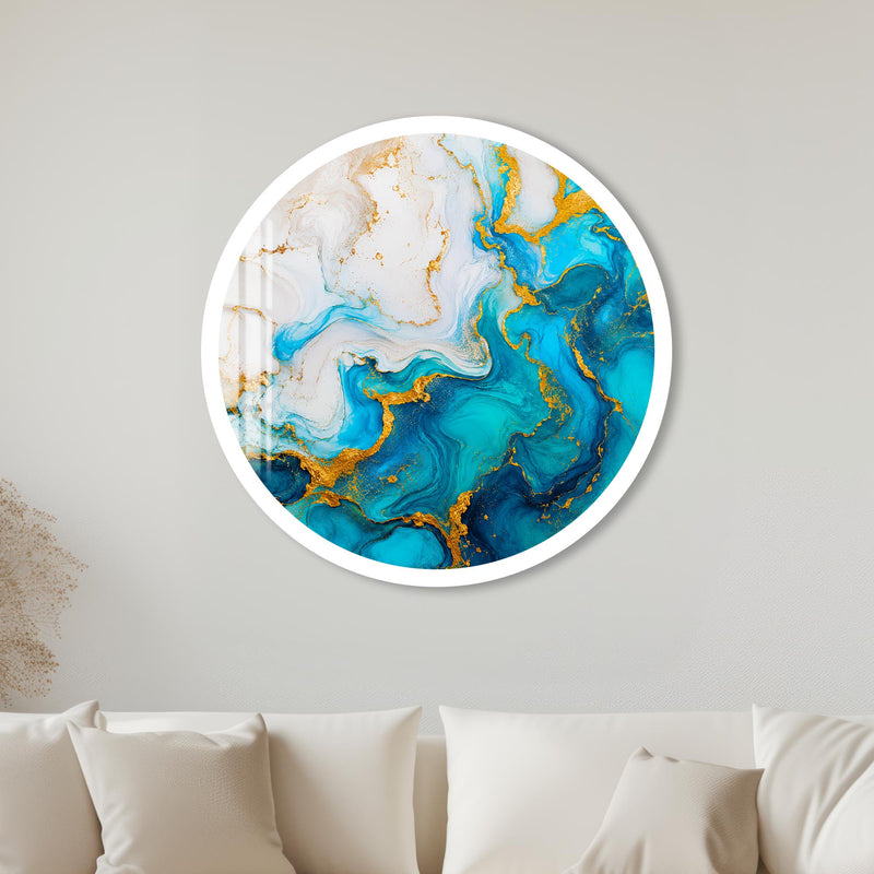 Gilded Turquoise Tides with white frame