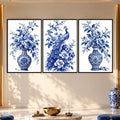 Blue Peacock Floral with black frame
