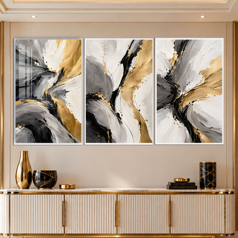 Golden Flow IV with white frame