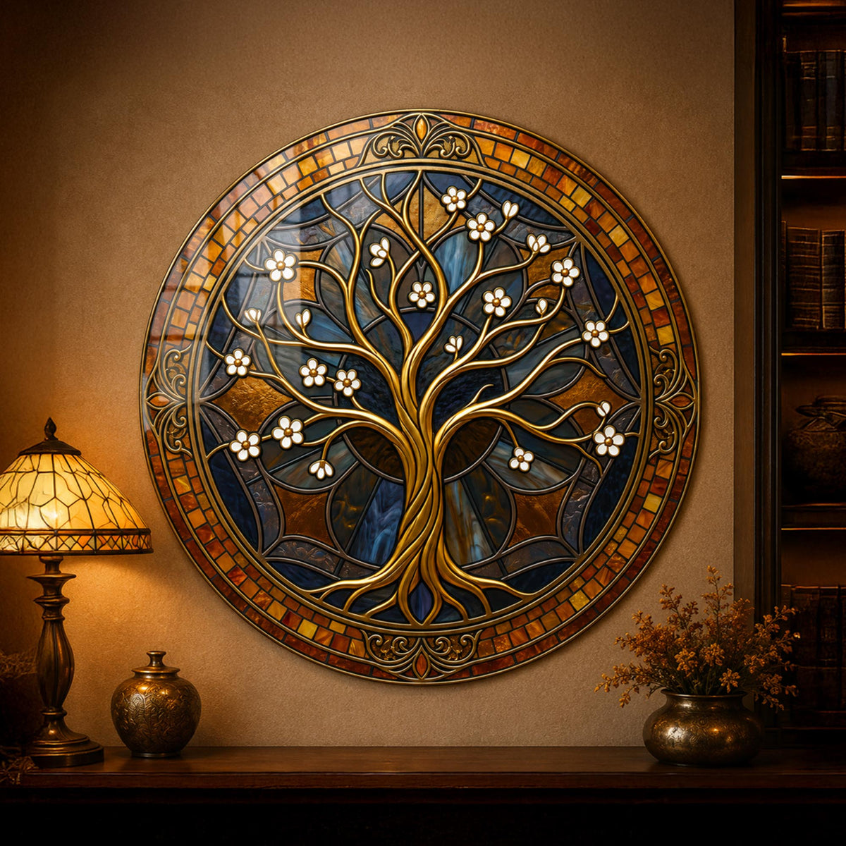 Midnight Blossom Tree — tempered glass, ultra HD print, ready to hang
