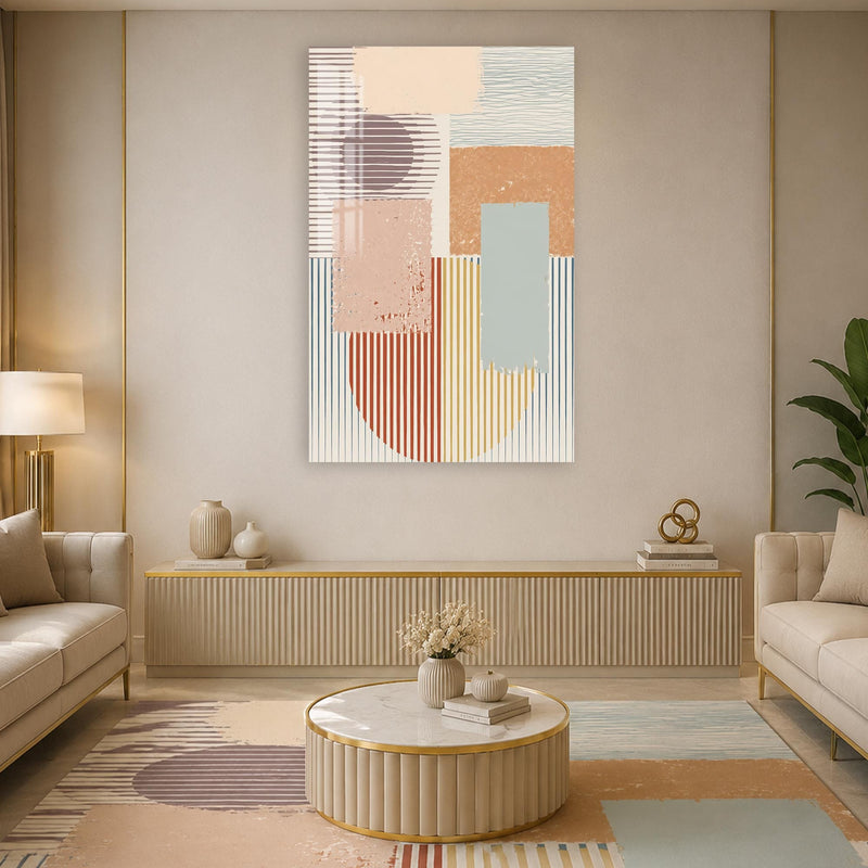 Artronauts Glass Print Pastel Geometric Rhythm Glass Wall Art