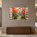 Autumn Garden Window with gold frame