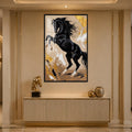 Rearing Black Stallion with black frame