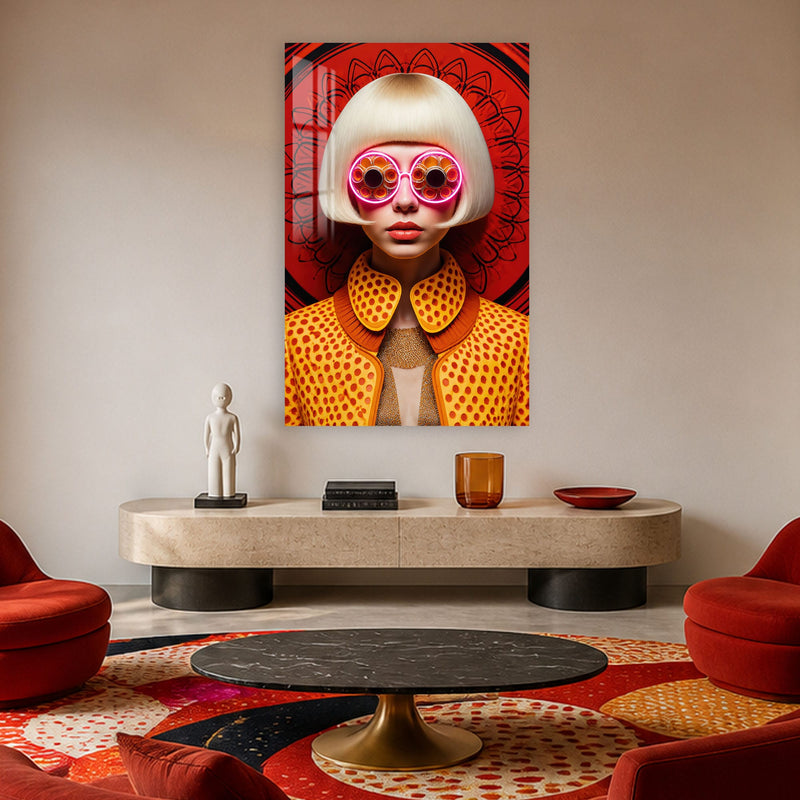 Artronauts Glass Print Neon Retro Vision Glass Wall Art