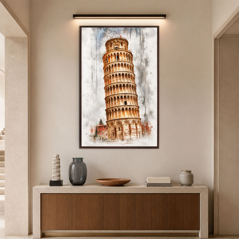 Leaning Tower Of Pisa with walnut frame