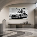 Artronauts Glass Print 18x12 cm | 7.1"x4.7" / Silver Classic Gullwing Mercedes Glass Wall Art