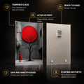 Red Sun Courtyard — tempered glass, ultra HD print, ready to hang