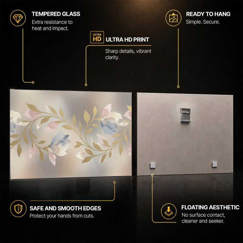Gilded Floral Whispers — tempered glass, ultra HD print, ready to hang