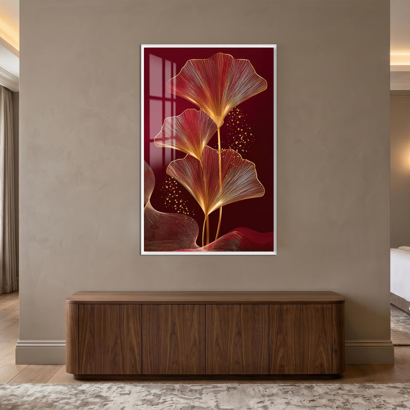 Golden Ginkgo Elegance with white frame
