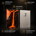 Molten Lava Falls — tempered glass, ultra HD print, ready to hang