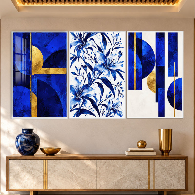 Sapphire Floral with white frame