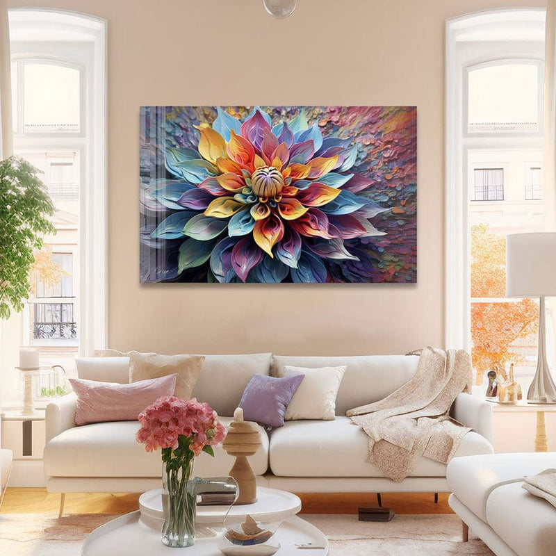 Artronauts Glass Print Colourful Abstract Flower