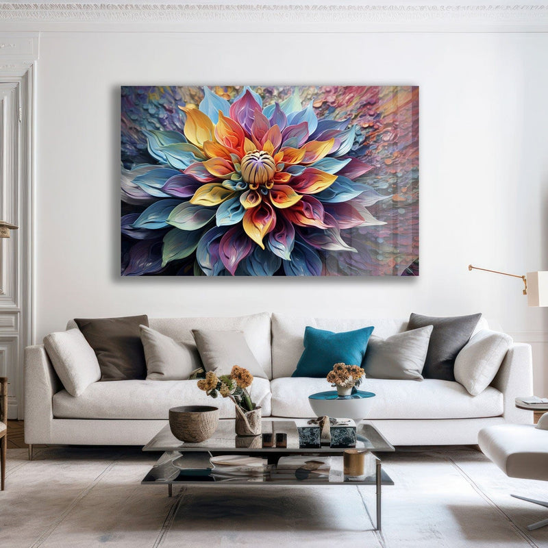 Artronauts Glass Print Colourful Abstract Flower