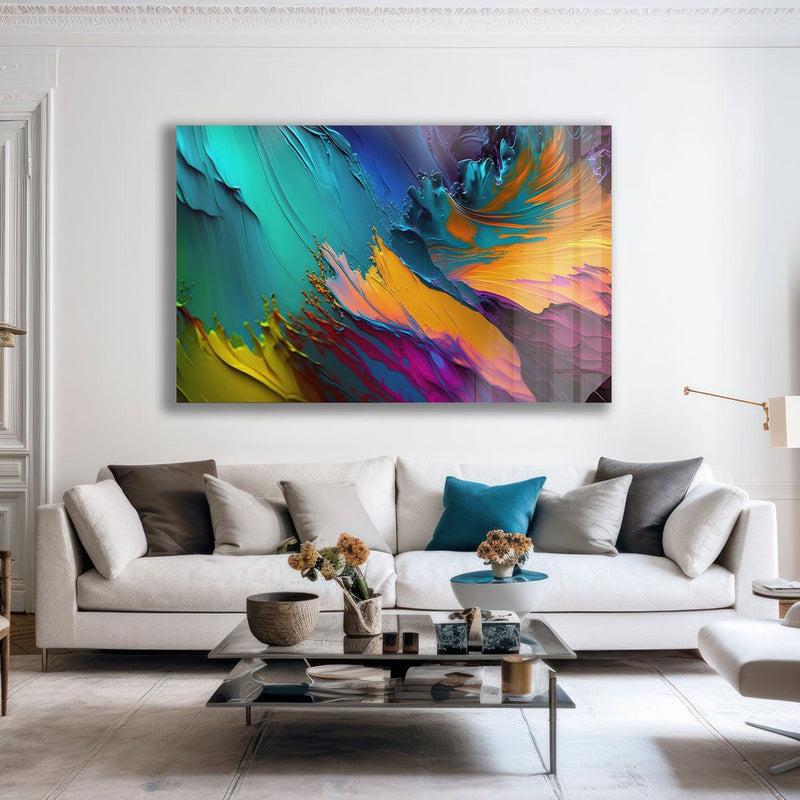 Artronauts Glass Print Colourful Abstract Painting