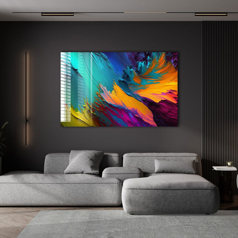 Artronauts Glass Print Colourful Abstract Painting