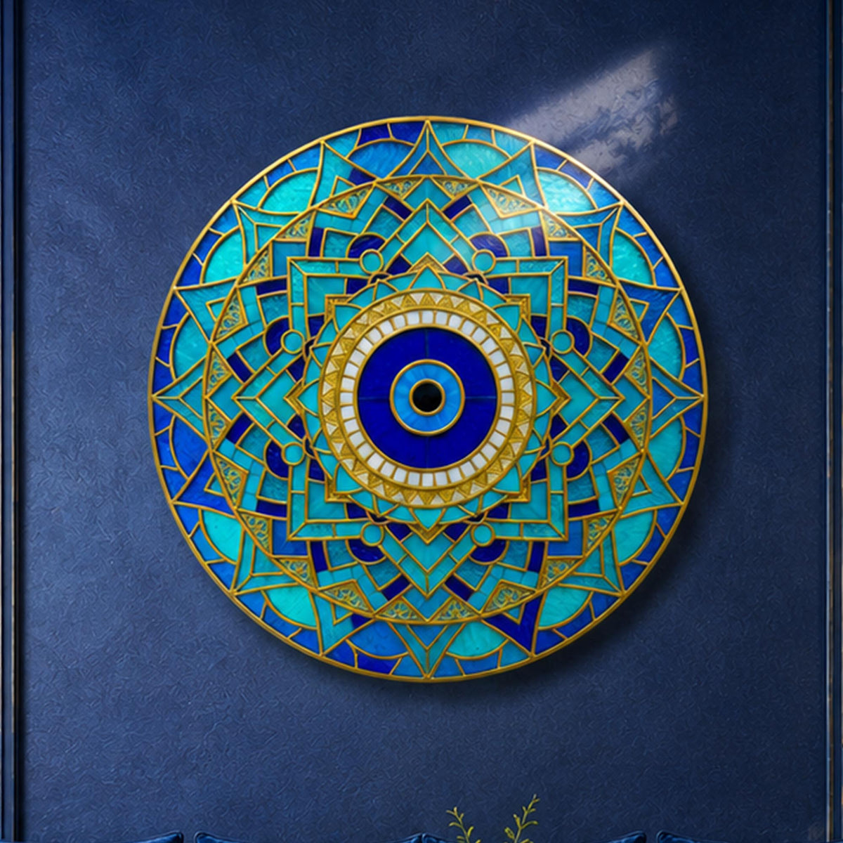 Sapphire Geometric Eye — tempered glass, ultra HD print, ready to hang