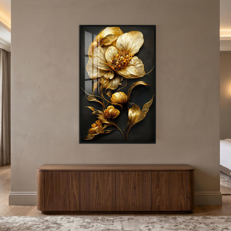 Gilded Midnight Bloom with black frame