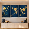 Golden Crane Moon with silver frame