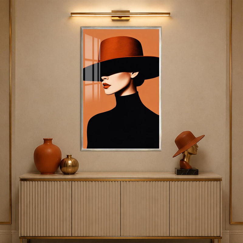 Woman in Wide Hat with silver frame